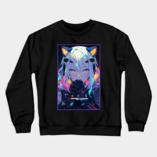 Anime Cat Girl | Quality Anime Design | Chibi Cat Girl Miaw | Manga Anime Art Crewneck Sweatshirt